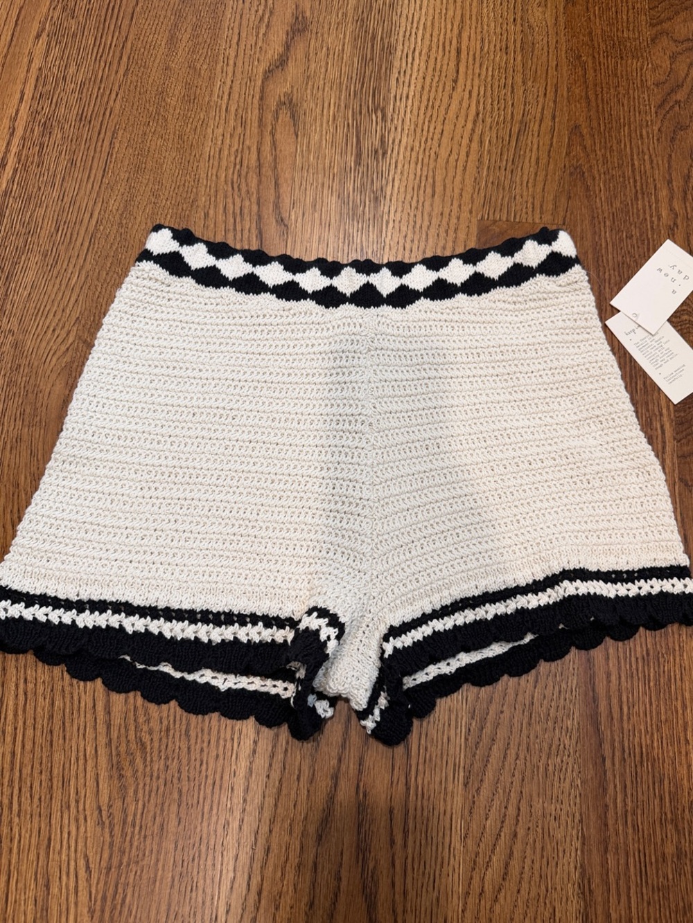 a new day Black & White Crochet High-Waist Shorts